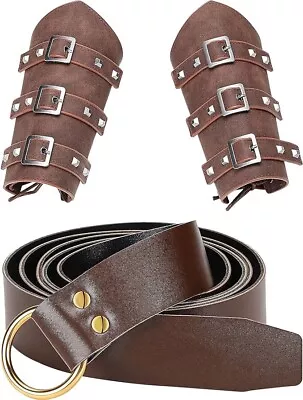 3 Piece Faux Leather Medieval Arm Guards And Ring Belt One Size Fits Most - NEW • $16.99