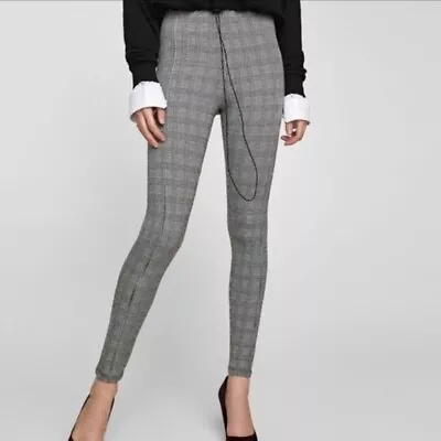 Zara Basic Plaid Skinny Fitted Legging Pants Size M EUC • $20