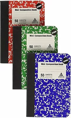 Mini Composition Book Note Pad 3 Pack In 3 Different Color Red Green & Blue • $8.95