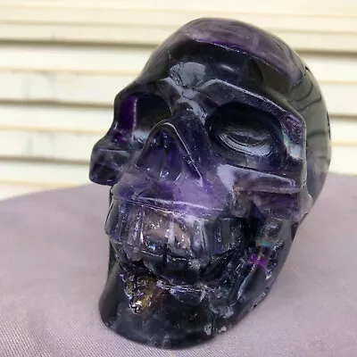 3.52lb   Natural Colour Fluorite Skull Quartz Crystal Carved Skull Reiki Healing • $0.99