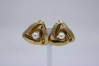 Vintage 14K Yellow Gold Pearl Knot Earrings 1  • $362