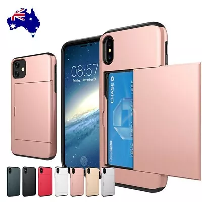 $10.99 • Buy Case With Card Holder Shockproof Silicone Hybrid Rugged Wallet Protective Cover