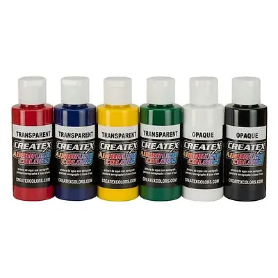 £38 • Buy Airbrush Paint - Createx Primary Set 6x 60ml Fabric Plastic Glass Wood #5801-00