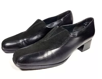 Munro Black Leather & Suede Slip-On Comfort 1 1/2  Heels 7.5 M Never Worn! • $29.99