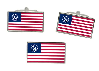 US Yacht Ensign Flag Cufflinks And Tie Pin Set • $36.08
