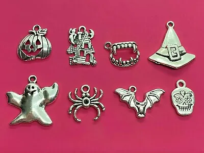 Tibetan Silver Mixed Halloween/Spooky Themed Charms - 8 Per Pack  • £1.65