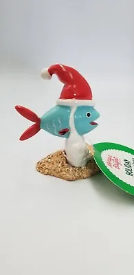 $4 • Buy Santa Fish Ornament For Aquarium Christmas Fish Tank Decor Blue Fish With Hat