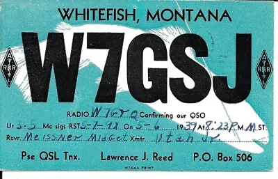 QSL 1939 Whitefish Montana  Radio Card • $6.02