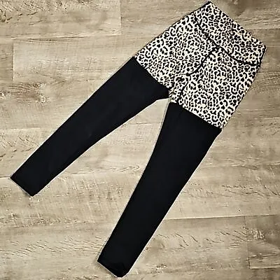 Muscle Nation Leggings Womens Cheetah Print Black Stretchy Activewear Bottoms • $38