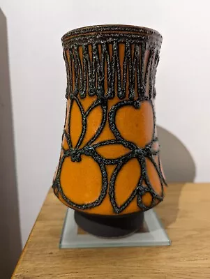 Lovely Mid Century Modern Foreign Fat Lava Textured Vase • £12.99