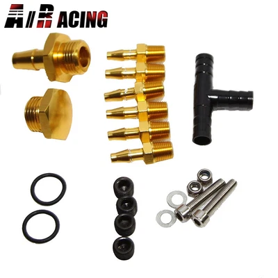 $23.98 • Buy 6 Port Vacuum Block Intake Manifold Kit Fuel Wastegate Turbo 1/8NPT Gold