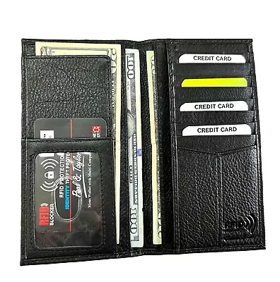 Paul & Taylor Mens Coat Pocket RFID Checkbook Credit Card Leather Wallet • $24.95