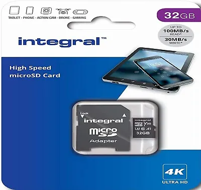 32GB Micro SD Card  MEMORY Card TF U3 For Mobile Tablet Dash Cam Sat Nav CCTV • £6.99