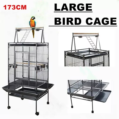 Large Bird Cage Pet Parrot Aviary Stand-alone Budgie Perch Castor Wheels 173CM • $138