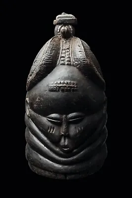 Old Mende Bundu Helmet Mask Tribal Art - Africa Sierra Leone. • $2650