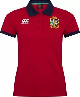 Womens Canterbury H.  Nations British Irish Lions Rugby Polo Shirt 10-18 Red New • £12.99