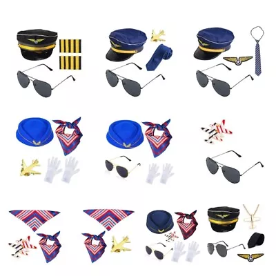 Stewardess Cosplay Costume Set Airline Pilot Captain Dress Up Set For Halloween • $24.82