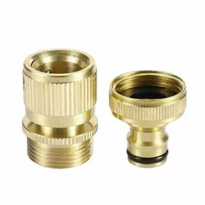 1 Set 3/4 Garden Hose Pipe Tap Connector Fittings Brass Water Quick Adaptor UK • £6.59