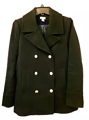 EUC! J. Crew Women's 'Majesty' Black Pea Coat Size 4 • $69.99