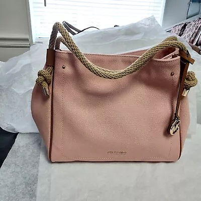 Michael Kors Isla Large Grab Bag Smoky Rose Canvas Tote Bag New • $109.95