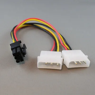 7  Inch Dual 4-pin Molex To 6-pin PCI-E PCI Express 18AWG Power Adapter Cable • $5.45