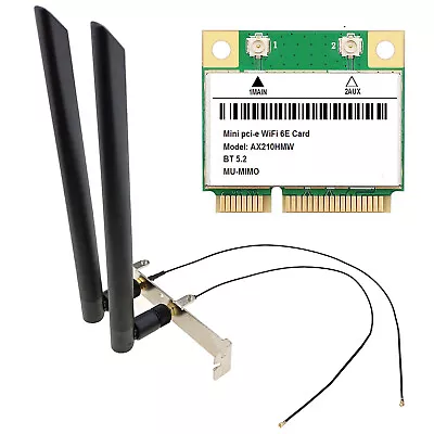 AX210 WiFi 6E Half PCI-e Network Card Cable Antenna ATX PC Full Height Bracket • $31.53