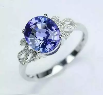 2.00Ct Round Cut Blue Tanzanite Solitaire Engagements Ring 14K White Gold Finish • $124.60