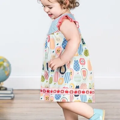 Matilda Jane Apple Dress Sleeveless Gingham Fruit Blue Multi Baby Size 12-18M • $14.99