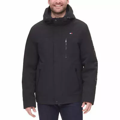 Large Tommy Hilfiger Men's Black Performance Hooded Jacket BRAND NEW With Tags • $47.90