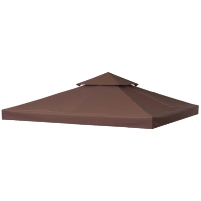 £36.99 • Buy Outsunny 3(m) 2 Tier Garden Gazebo Top Cover Replacement Canopy Roof Coffee
