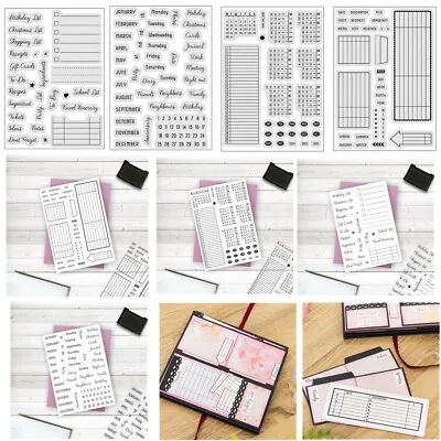 £3.59 • Buy Date Calendar List Clear Rubber Stamps Seal For Journal Planner Diy Scrapbooking