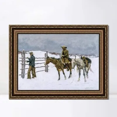 Framed Canvas Print Wall Art The Fall Of The Cowboy 1895 By Frederic Remington • $87.99