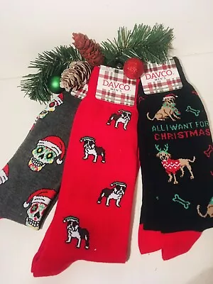 Dogs/ Calaveras Christmas Men's Socks Lot Of 3 Brand: Danco Sz 6-12 NEW With Tag • $21