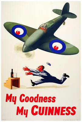 My Goodness My Guinness - Plane - Vintage Advertising Poster - Beer And Wine • $12.99