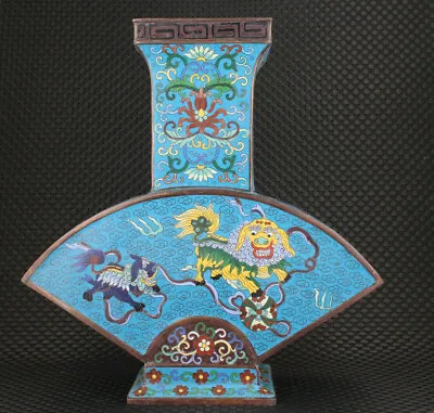 £3207 • Buy Chinese Big Cloisonne Lion  Bronze Vase Art Fengshui 