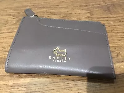 Radley London Grey Brown Zip Up Coin Purse And Credit Card Holder Gold Dog Logo • £3.75