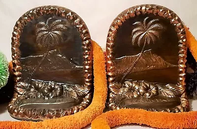 1940s WAIKIKI BOOKENDS Vtg Match To Hawaiian Hula Girl Lamp Dodge Spelter Statue • $1200