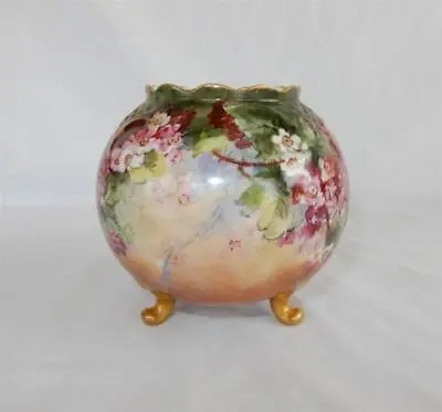 Antique Vienna Austria Hand Painted Porcelain Footed Bowl Signed C.B. Burg • $84.99