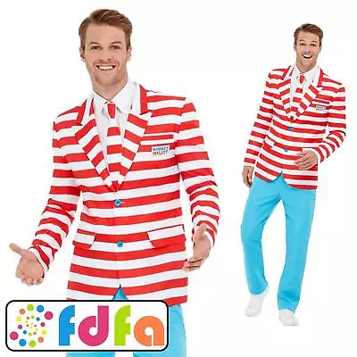 Smiffys Official Where's Wally Suit Mens Adults Fancy Dress Costume • £27.39