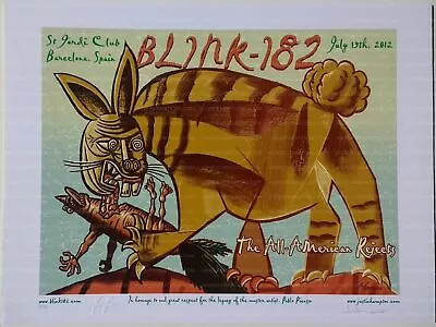 $133.22 • Buy Blink 182 Concert Poster 2012 Justin Hampton Barcelona