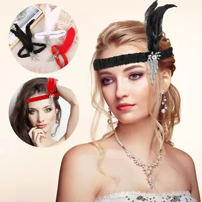 Costume Party Bridal Headpiece Feather Headband Headdress Gatsby Flapper • $8.89