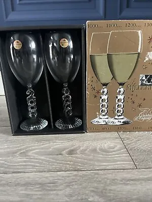 £15 • Buy Cristal D'Arques Millenium 2000 Wine Champagne Glasses France Original Box Gift