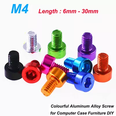 M4 Hex Socket Allen Screw L= 6-30mm Aluminum Alloy Cap Head Bolts Puter Case DIY • $4.65