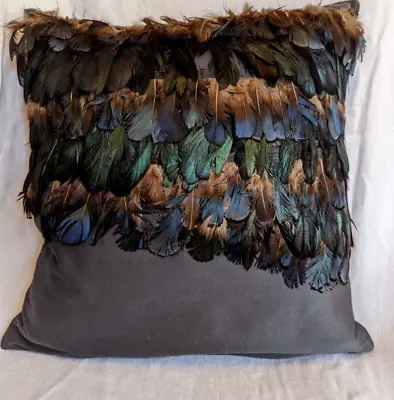 Nicole Miller Feather Detail 14in Decorative Cushion Pillow Zip Feather Insert • $28