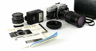Minolta Camera W/ 58m Lens & Skylight 75-100mm Lens In Box + Vivitar 1900 Flash • $296.98