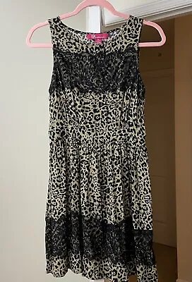 UP By Ultra Pink Dress Black Taupe Bohemian Lace Boho Cheetah A-Line Medium  • $14.24