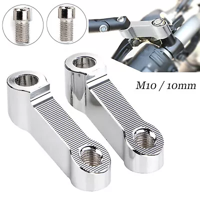 Universal Motorcycle Scooter Mirror Mount Riser Extender Adapter M10/10mm Chrome • $12.33