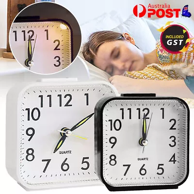 1/2 Quartz Alarm Clock With Night Light NoTick Snooze Silent Small Bedside Clock • $18.68