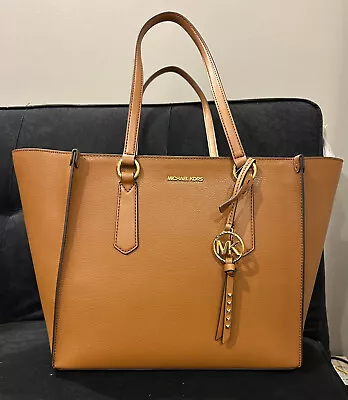 Michael Kors Kris Large Top Zip Leather Satchel Tote Luggage • $140