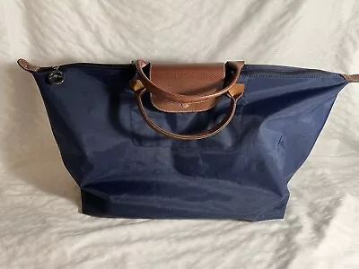 Longchamp Paris Le Pliage Type M Modele Déposée Blue Nylon Handbag Purse • $52